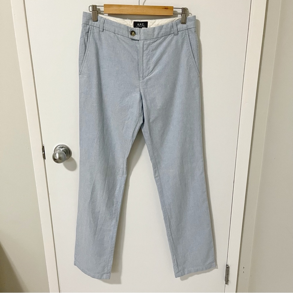A.P.C. Men's Light Blue Cotton Chinos